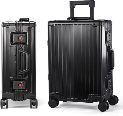 UrbanExplorer All Aluminum Carry On Luggage 22x14x9 Airline Approved Heavy Duty Hard Shell Suitcases Zipperless Suitcase with TSA Lock, Black, 20 Inch