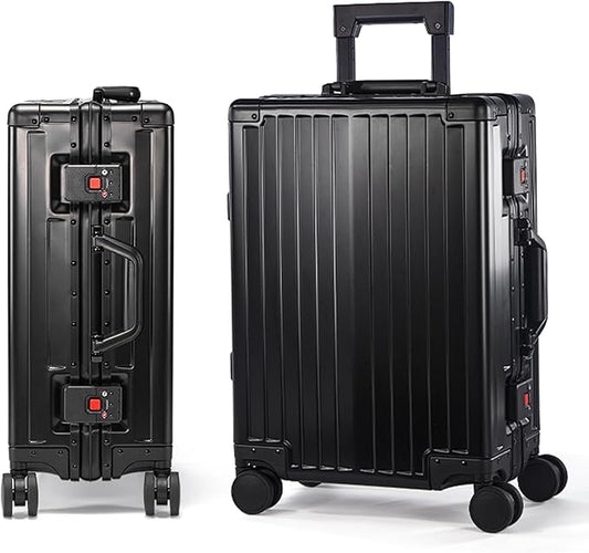 UrbanExplorer All Aluminum Carry On Luggage 22x14x9 Airline Approved Heavy Duty Hard Shell Suitcases Zipperless Suitcase with TSA Lock, Black, 20 Inch