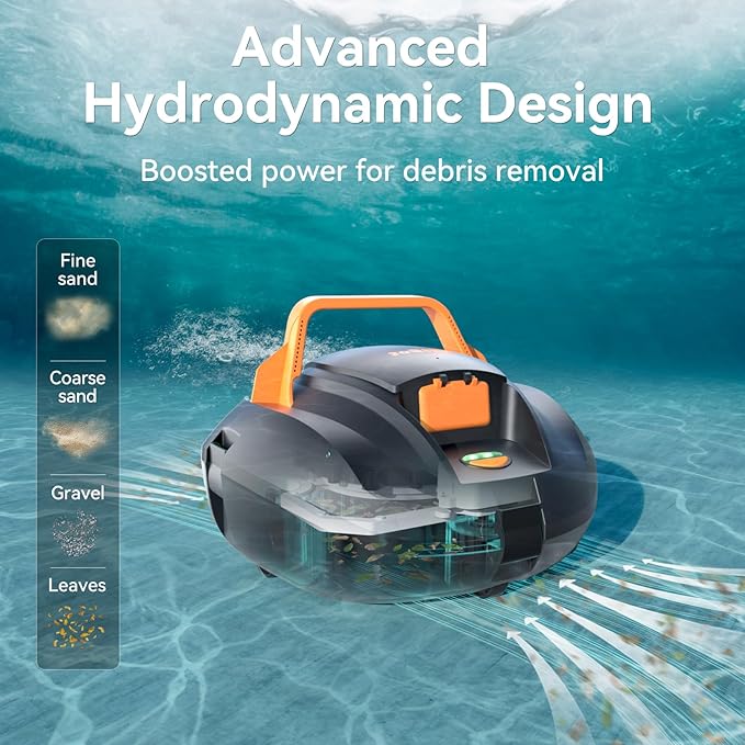 Upgrade Cordless Robotic Pool Vacuum for Above Ground Pool - Dual-Motor Automatic Pool Cleaner with 120Mins Runtime, Easy One-Button Operation for Flat In-Ground and Above Ground Pools