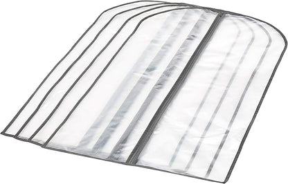 Amazon Basics Zippered Peva Garment Storage Bag, 5-Pack, White