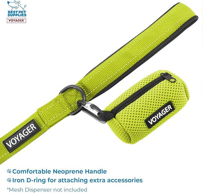 Voyager Step-in Air All Weather Mesh Harness & Reflective Dog 5 ft Leash Combo, Neoprene Handle, for Small, Medium, Large Breed Puppies by Best Pet Supplies - Leash Harness (Lime/Black Trim), M