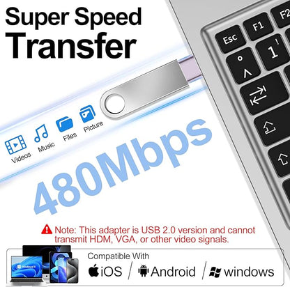 𝟒𝐏𝐚𝐜𝐤 𝐔𝐩𝐠𝐫𝐚𝐝𝐞𝐝 USB to USB C Adapter,Type-C Female to A Male Car Charger OTG Converter for Apple Watch Ultra 8 9 10,iPhone 16 15 14 13 Pro Max,Samsung S24,Nintendo Switch,AirPods,iPad,Car
