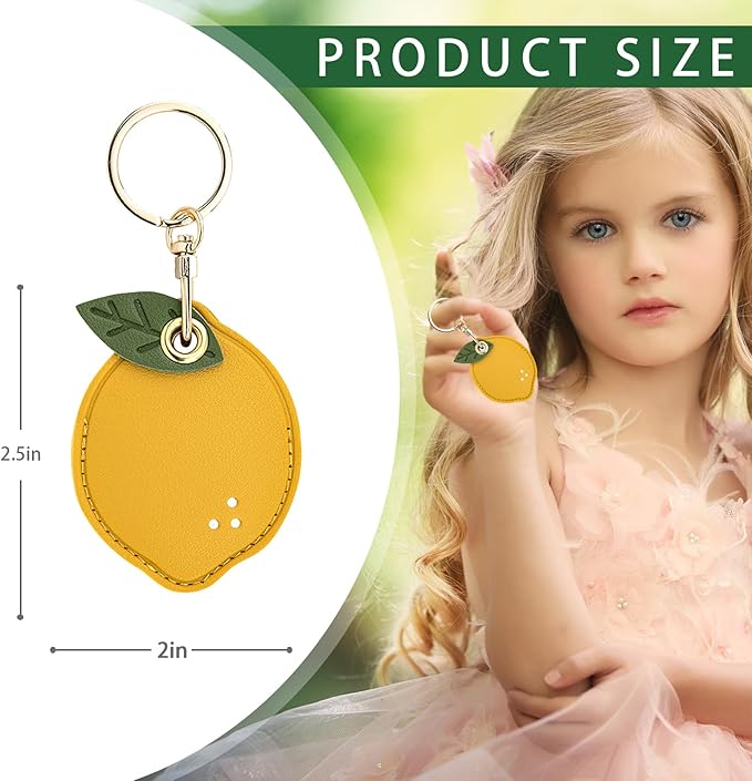 Leather Keychain Case Holder Compatible with Apple AirTag, GPS Airtag Keychain Finder Tracker with Key Ring, Anti-Scratch Protective Air Tag Cover