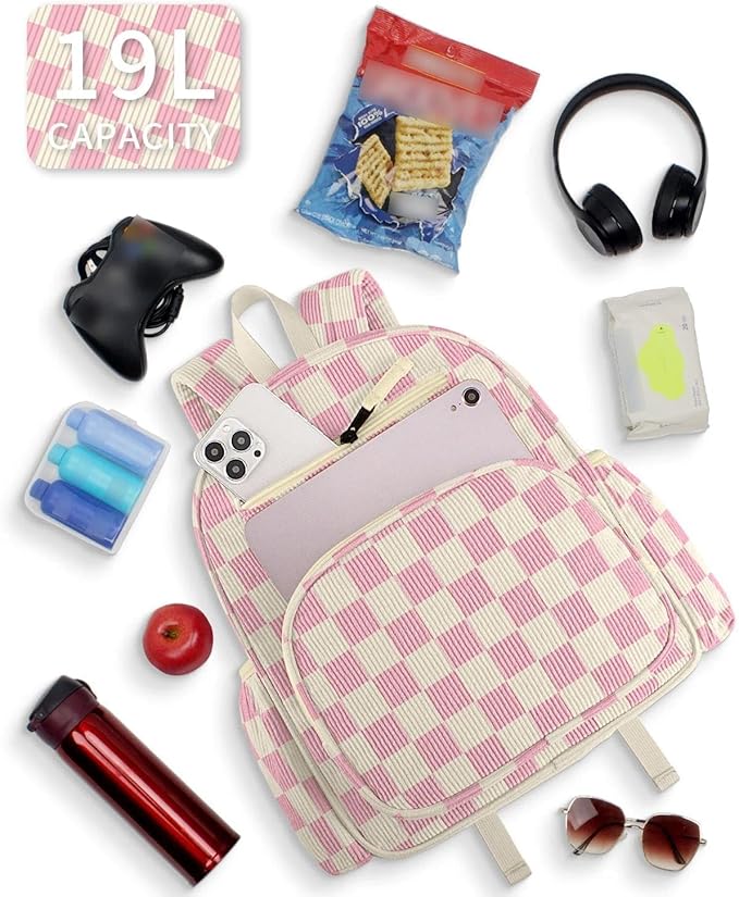 Corduroy Kids Backpack for Girls, Girls Backpack 5-9, Kindergarten Elementary School Bookbag for Girl 15.3" H Fit Folder