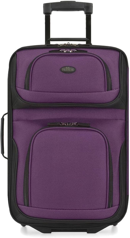 U.S. Traveler Rio Lightweight Softside Rolling Carry-on Suitcase, 2-Wheel Single, Purple