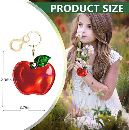 Leather Keychain Holder Case Compatible with AirTag,Cute Protective Shiny Charm Cover with Keyring,Anti-Scratch Finder GPS Tracker Case for Wallet Keys,Bag,Pets(Red Fruit)
