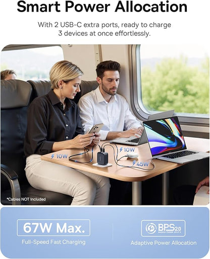 Baseus Enercore Retractable USB C Charger 67W and Baseus Universal Travel Adapter 70W