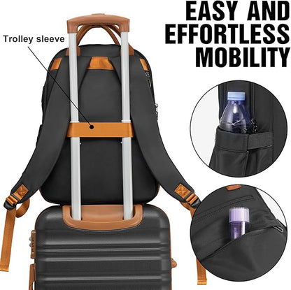 LONG VACATION Carry On Luggage Sets 3 Piece 20 Inch Suitcase Set, ABS+PC Hardshell Lightweight Travel Luggage with Spinner Wheels & YKK Zipper TSA Lock (20 INCH (BP/TB), BLACK-BROWN)
