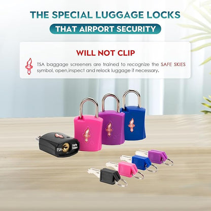 4 Pack TSA Approved Luggage Locks in Family Pack,Suitcase Lock TSA Approved;TSA Approved Travel Lock for Backpacks, Bags and Luggage That Airport Security Will not Clip, 4 Pack Mixed
