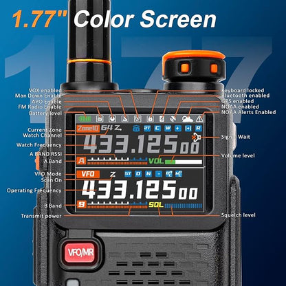 BAOFENG 5RH PRO Ham Radio Handheld, 10W Baofeng Radio with GPS APRS,640 Channels, NOAA Weather Walkie Talkies VHF/1.25M/UHF Aviation Police Band Scanner USB-C Rechargeable Battery Two Way Radio -2Pack