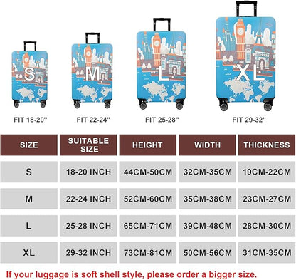 WUJIAONIAO Travel Luggage Cover Baggage Suitcase Cover Protector Skins 18-32 Inch (Eiffel Tower, L (for 25-28 inch luggage))