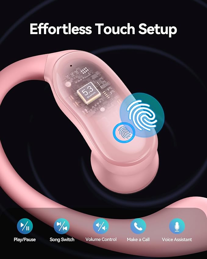 GNMN Active Noise Cancelling Ear Buds Wireless Earbuds 96hrs Playback Bluetooth Headphones Dual Battery Display Stereo Bass Earphones with Earhooks Microphone IPX7 Waterproof for Sports/Workout