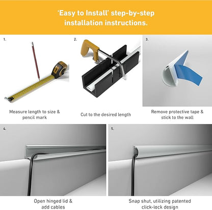 D-Line Half Round Cord Hider, Patented Cable Cover, Hide TV Wall Mount Wires, Raceway for Cords, Decorative Wire Covers, Paintable, Adhesive Cable Concealer - 1x 1.18in W x 0.59in H x 39in L - Black