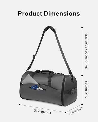 NPBAG Convertible Garment Duffle Bags for Travel - Carry on Garment Bag, Suit Bag for Men & Women, 3 in 1 Foldable Travel Duffle Backpack with Shoulder Strap (Grey)