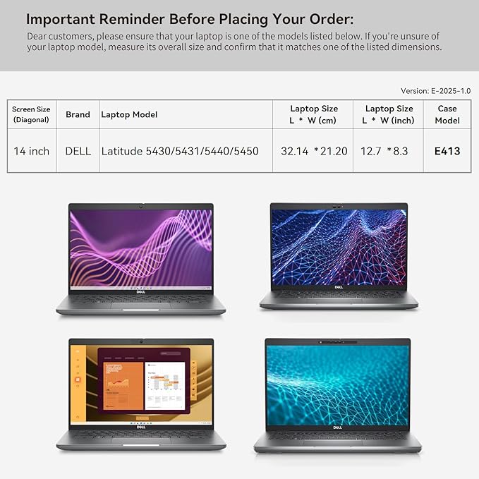 Smatree 14 inch Laptop Sleeve for DELL Latitude 5430/5431/5440/5450, DELL Laptop Case with Accessory Pocket, YKK Zipper, Patented Super Corner Design (E413)