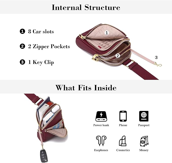 INICAT RFID Blocking Sling Bag,Anti Theft Crossbody Bags for Women,Travel Gifts Cross Body Purses Vegan Leather