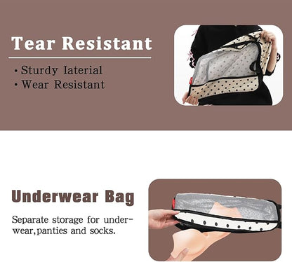 U+U 4 Set Compression Packing Cubes - Ultralight Travel Organizers, Space-Saving Suitcase Organizer, Expandable Packing Cubes for Travel, Business Trip and Family Vacation (Polka Dot)