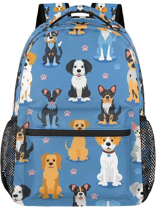Cute Dogs Breeds Backpack for Women Men Kids 16 Inch Laptop Backpack Lightweight Travel Backpack Purse Casual Daypack School Backpacks for Girls Boys