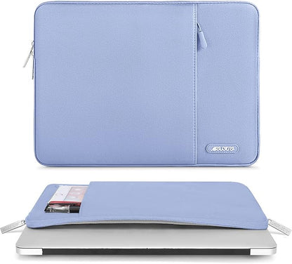 MOSISO Laptop Case 13.3 inch, 13-13.3 inch Laptop Sleeve Compatible with MacBook Air/Pro 13/Pro 14 M5 M4 M3 M2 M1, HP Dell ASUS Lenovo,Polyester Vertical Computer Sleeve Bag with Pocket, Pastel Blue