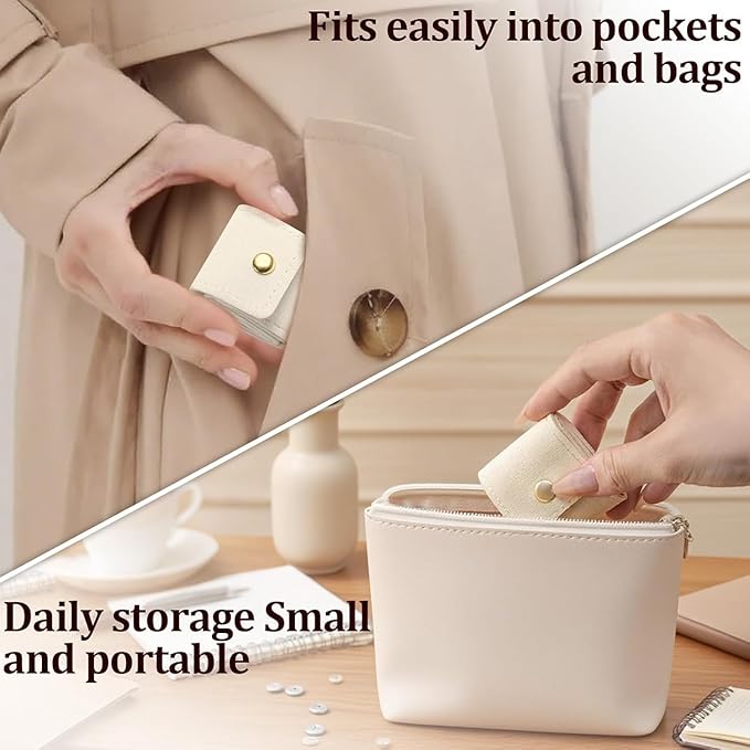 3Pcs Mini Travel Jewelry Bag, Mini Travel Jewelry Roll Bag with Buckle, Portable Foldable Travel Jewelry Organizer Case for Journey Rings, Necklaces, Earrings