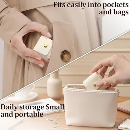 3Pcs Mini Travel Jewelry Bag, Mini Travel Jewelry Roll Bag with Buckle, Portable Foldable Travel Jewelry Organizer Case for Journey Rings, Necklaces, Earrings