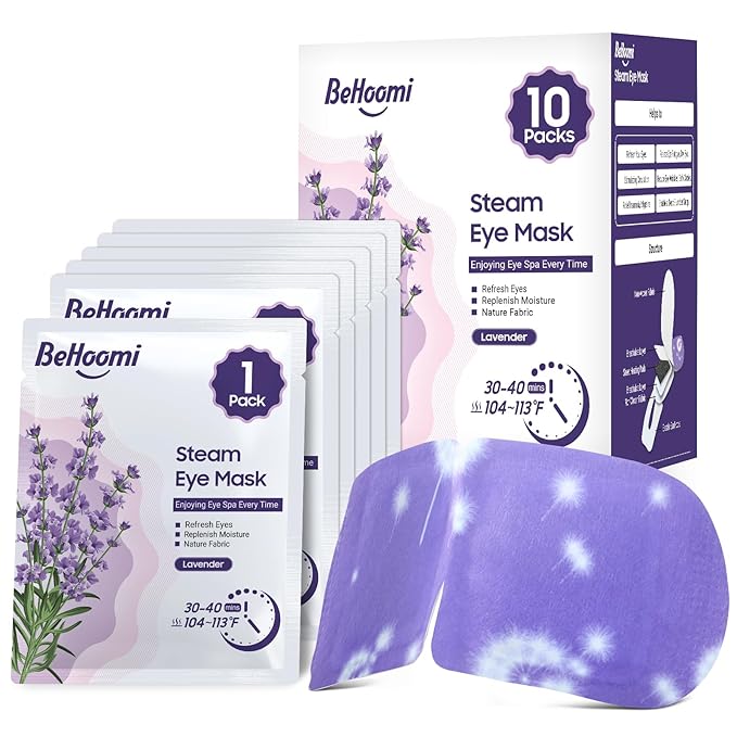 Steam Eye Mask, 10 Packs Heated Eye Mask, Self Heating Disposable SPA Warm Compress for Eyes Sleep Mask, Travel Essentials & Relaxation Gifts, Stocking Stuffers (Lavender Scent)