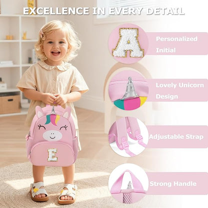 YOOLIFE Birthday Gifts for Toddler Kids - Small Initial Backpack for Toddler Kid, Purple School Backpack for Granddaughter Daughter Purple P