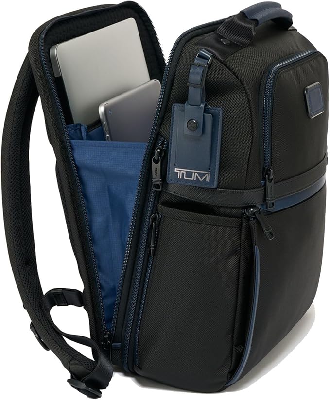 Tumi Men's Backpack, Official, Authentic ALPHA Slim Solutions Brief Pack, Black/Navy, One Size