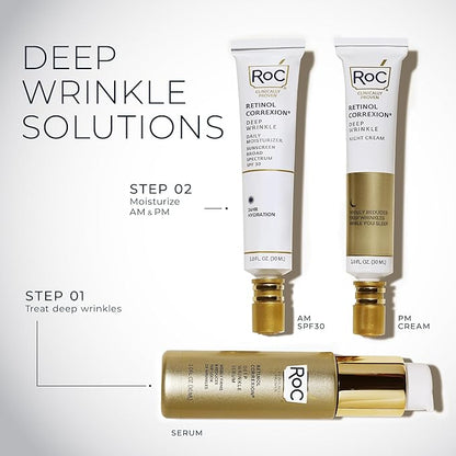 RoC Retinol Correxion Deep Wrinkle Daily Face Moisturizer with Sunscreen SPF 30 for Fine Lines, Dark Spots, Post-Acne Scars, 1 Ounce (Packaging May Vary)