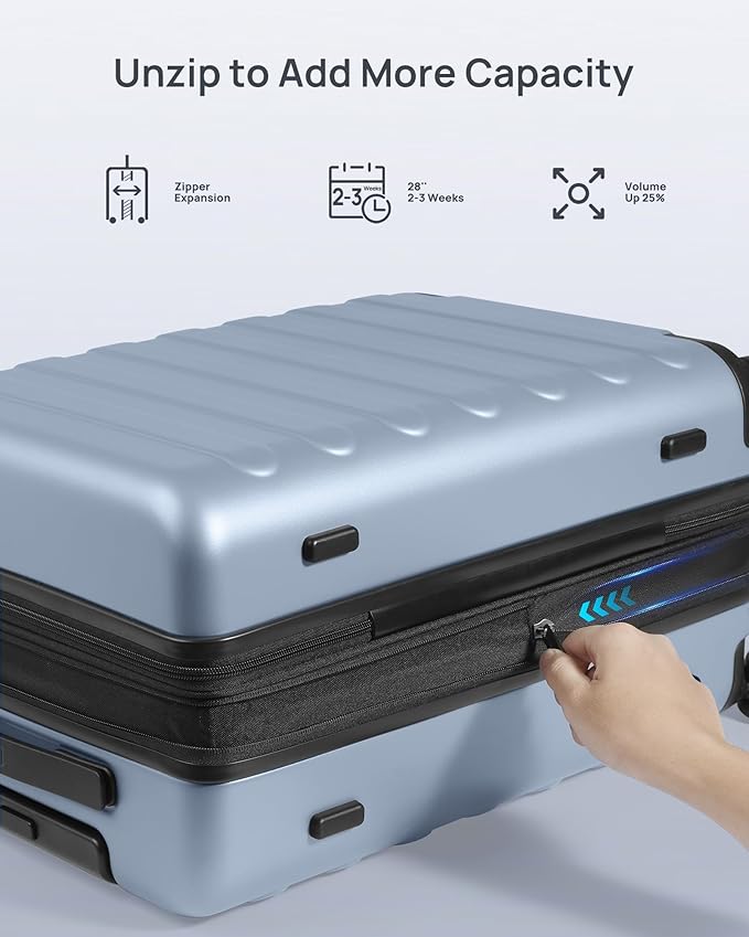 NINETYGO Luggage Sets 2 Piece, Carry On Luggage Airline Approved, Large Checked Luggage with Smooth Spinner Wheels, Expandable, Hard Shell PC Suitcase Sets, TSA Approved, 20in/28in (Shadow, Rhine Max)