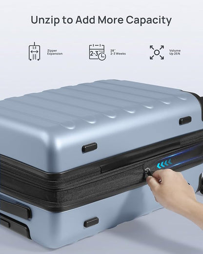 NINETYGO Luggage Sets 2 Piece, Carry On Luggage Airline Approved, Large Checked Luggage with Smooth Spinner Wheels, Expandable, Hard Shell PC Suitcase Sets, TSA Approved, 20in/28in (Shadow, Rhine Max)