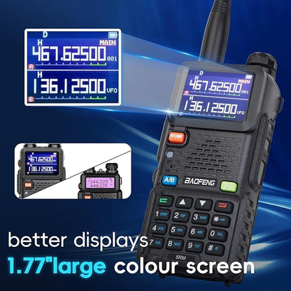 Baofeng Radio Ham Radio Handheld 5RM 10W Long Range 4 Rechargeable Batteries NOAA Weather Two Way Radio Walkie Talkie for Adults with Programming Cable,999CH for Survival Gear Hunting Camping, 2 Pack