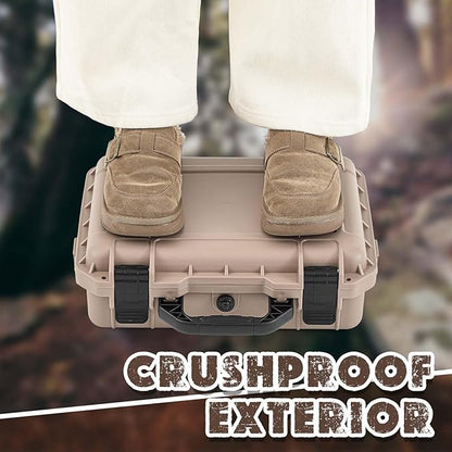 1 Pcs 22.4 x 16.1 x 10.2 Inch Waterproof Hard Case with DIY Customizable Foam Insert Portable Protective Case with Knife for Camera Drones Equipments Tools Test Instruments (Tan)