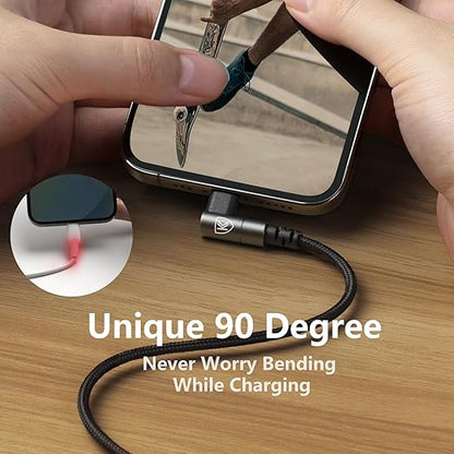 USB C to Lightning Cable 10FT [Apple MFi Certified] 3Pack Long iPhone Charger Cable 90 Degree i Phone Fast Charging Nylon Braided USB Lightning Cable for iPhone 14/13/12/11/Pro/Max/Plus/8/7/6/5S