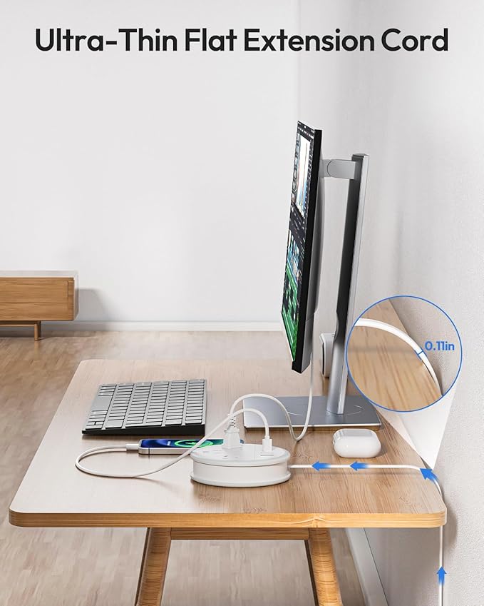 NTONPOWER Travel Power Strip, Travel Essentials, Cruise Essentials 3 Outlets 4 USB Ports(2 USB C), 4FT Wrapped Around Extension Cord for Travel Cruise Ship Beach Vacation Essentials White