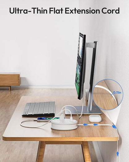 NTONPOWER Travel Power Strip, Travel Essentials, Cruise Essentials 3 Outlets 4 USB Ports(2 USB C), 4FT Wrapped Around Extension Cord for Travel Cruise Ship Beach Vacation Essentials White