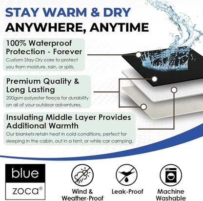 Beach Blanket Waterproof Sandproof Waterproof Blanket for Camping, Hiking, Outdoor Sporting Events, Picnics & More | Machine Washable & Pet Friendly | Travel Size - 65x50in Black