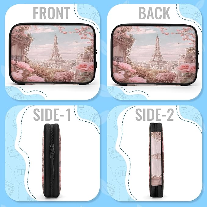 Cable Organizer Pink Roses Paris Electronics Travel Organizer Case Tech Accessories Pouch Waterproof Cord Storage Bag for Power Bank Charger Phone Earphone