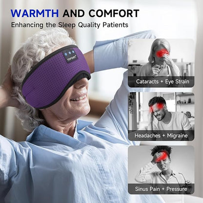TOPOINT Sleep Mask Headphones Bluetooth Wireless 5.4, Breathable Cotton Eye Mask for Sleeping Side Sleepers Travel Music Headsets with Microphone Handsfree Men Women
