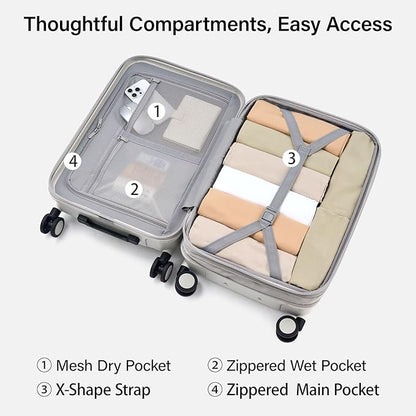 Hanke Expandable 26 Inch Luggage with Spinner Wheels, Hardside Large Suitcase, All-PC Hard Shell Travel Luggage, TSA Lock, Lightweight Durable Checked-Medium (Smoke White, 93L)