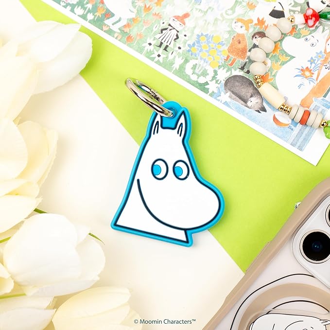 iFace Moomin Character Figure Case Compatible with Apple AirTags – Silicone Protective Keychain Cover [Carabiner Clip Included] – Moomintroll