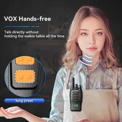 Retevis H-777H Walkie-Talkies with 6 Way Gang Charger,2 Way Radios with Earpiece,Hidden LED Segment Displays,Flashlight,USB-C,VOX,Portable FRS Two-Way Radios for Retail Property Church Hotel(6 Pack)