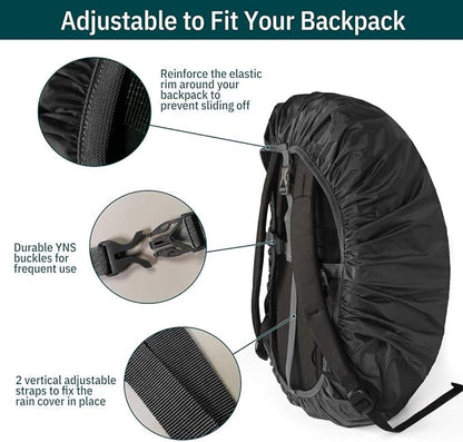 Unigear Backpack Rain Cover Waterproof Rating 5000mm Ultraportable and Durable with 2 Anti-Slip Buckle Strap, Integrated Carry Pouch Design (Black, Meidum)
