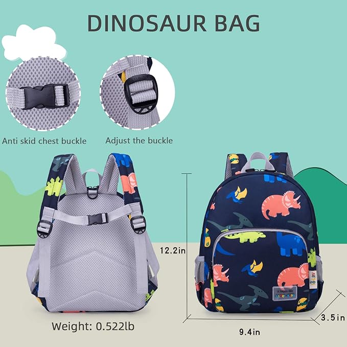 willikiva 3D Dinosaur Backpack Toddler Backpacks for Boys and Girls Kids Backpack Waterproof Preschool Safety Harness Leash (Deep Blue)