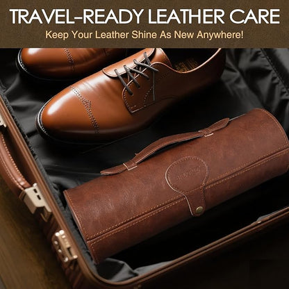 13Pcs Shoe Polish Kit, Shoe Shine Kit for Men & Women with Horsehair Shoe Polish Brush, Black Brown Neutral Mink Oil for Leather Boots Shoe Care Kit as Christmas Gift for Men with Care Cloth