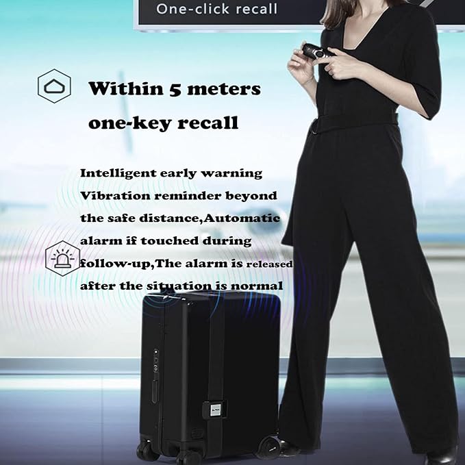 Electric Suitcase That Follows You, Smart Fingerprint Unlock Riding Trolley Case with Mobile Charging, Hardside Luggage Auto Follow, APP Control (C)