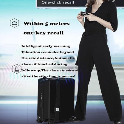 Electric Suitcase That Follows You, Suitcase That Follows You Smart Fingerprint Unlock Riding Trolley Case with Mobile Charging, Hardside Luggage That Follows You, Auto Follow, APP Control (D)