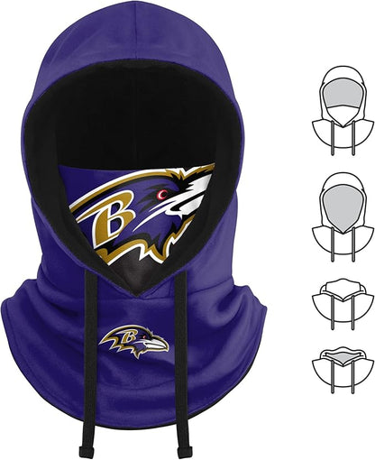 NFL Team Logo Team Color Drawstring Winter Cap Hooded Gaiter Balaclava Face Cover