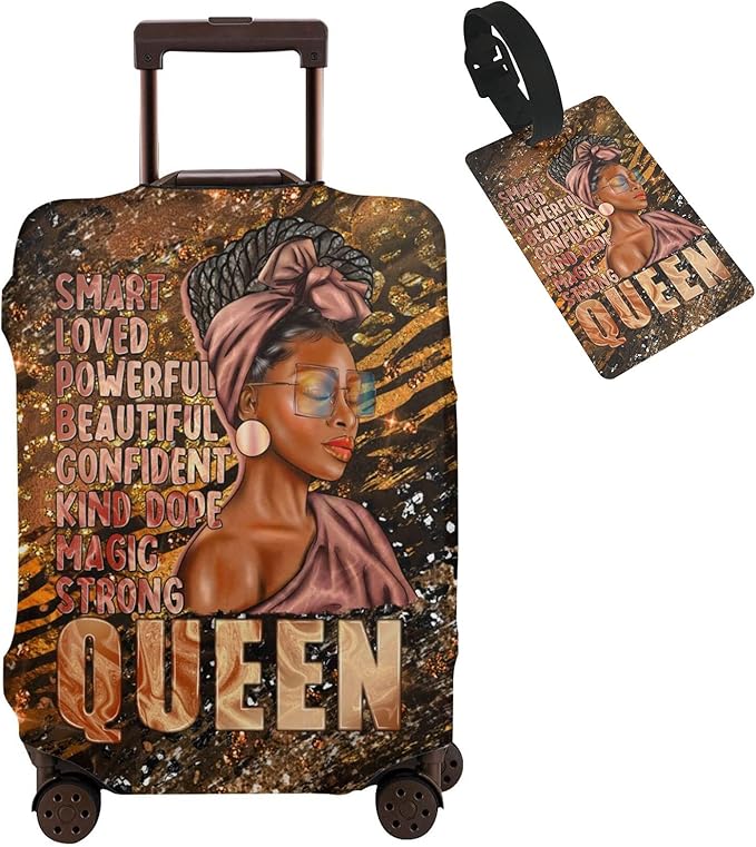 Travel Suitcase Protector African American Girl Elastic Protective Washable Luggage Cover With Concealed Zipper Suitable For 18-32 Inch (L (for 25--28 inch luggage))