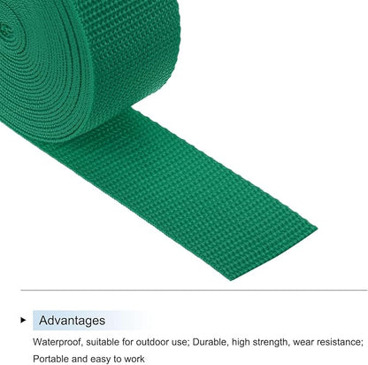 MECCANIXITY Lightweight Polypropylene Webbing Strap 1 1/2" 5 Yard Backpack Strapping Band Green for Outdoor Luggage Cargo Straps